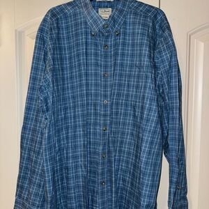 L.L. Bean Men's Casual Blue Checkered Shirt